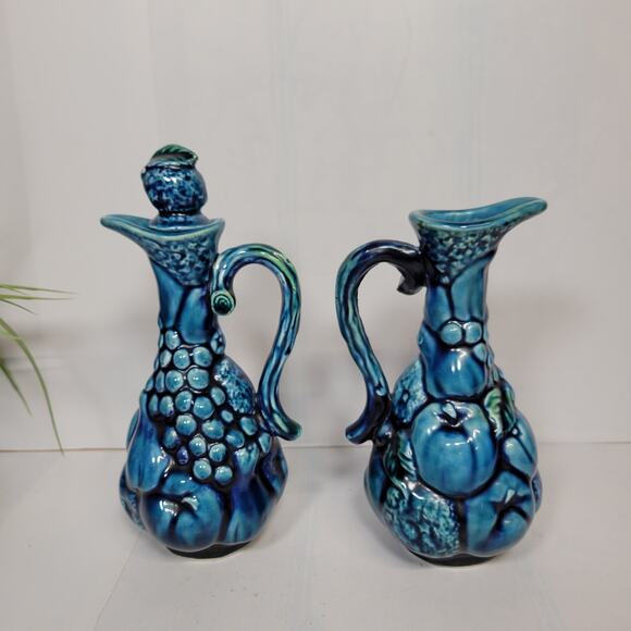 Vintage Retro Mood Indigo Oil Vinegar Cruets - Picture 2 of 4